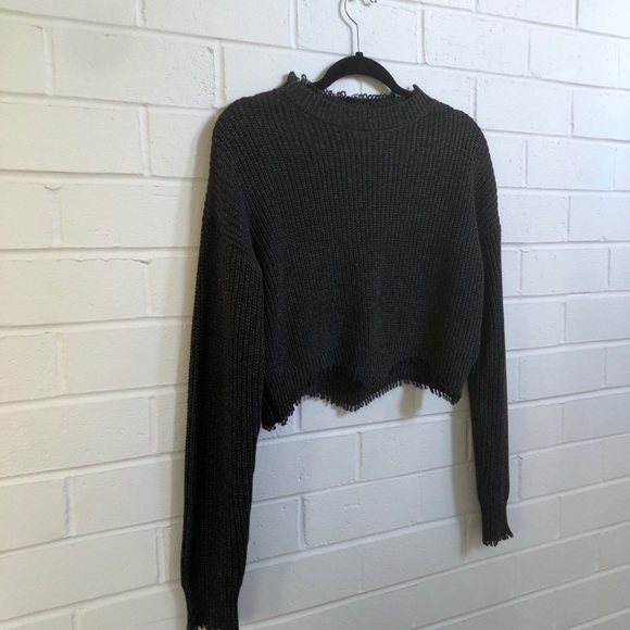 Dance & Marvel Grey Crop Sweater - Picture 2 of 8